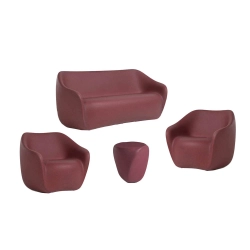 SLIDE set REBORN canapé + 2 fauteuils + table basse H 45 cm HIBISCUS RED