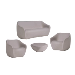 SLIDE set REBORN canapé + 2 fauteuils + table basse H 30 cm MIST WHITE