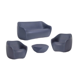 SLIDE set REBORN canapé + 2 fauteuils + table basse H 30 cm DEEP BLUE