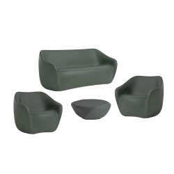 SLIDE set REBORN canapé + 2 fauteuils + table basse H 30 cm PINE GREEN