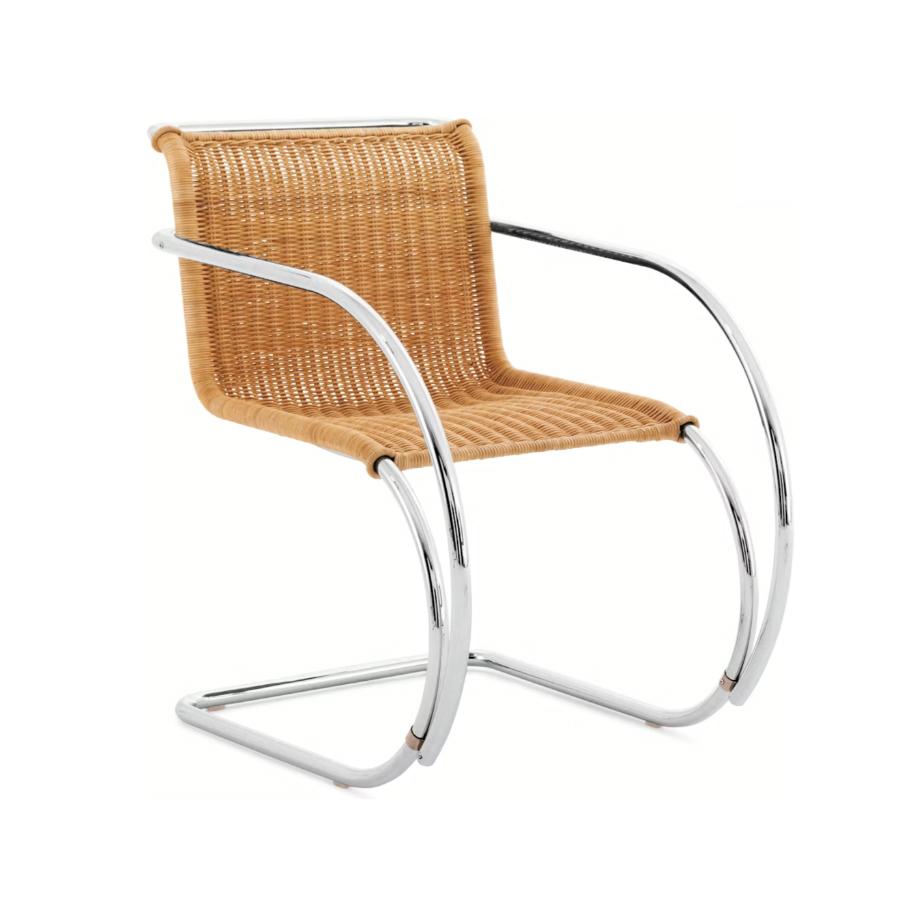 KNOLL chaise avec accoudoirs MR recouverte en Rotin