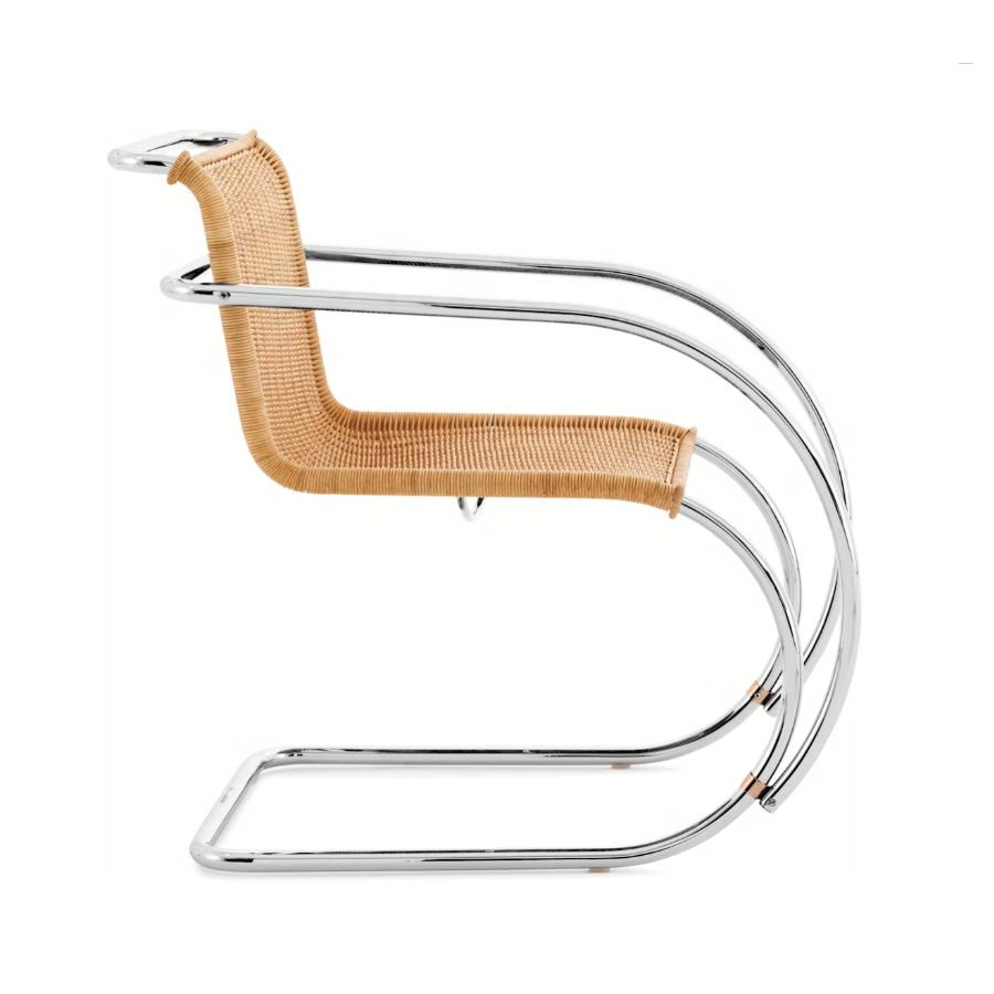 KNOLL chaise avec accoudoirs MR recouverte en Rotin