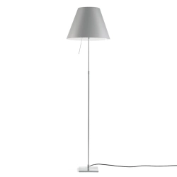 LUCEPLAN lampadaire dimmable COSTANZA D13t avec tige télescopique en aluminium et abat-jour MEZZO TONO BLANC BROUILLARD