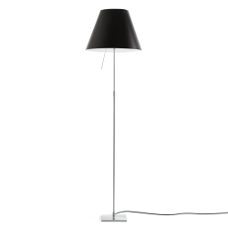 LUCEPLAN lampadaire dimmable COSTANZA D13t avec tige télescopique en aluminium et abat-jour RADIEUSE NOIR