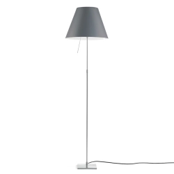 LUCEPLAN lampadaire dimmable COSTANZA D13t avec tige télescopique en aluminium et abat-jour RADIEUSE GRIS BETON