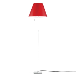 LUCEPLAN lampadaire dimmable COSTANZA D13t avec tige télescopique en aluminium et abat-jour RADIEUSE ROUGE PRIMAIRE