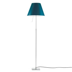 LUCEPLAN lampadaire dimmable COSTANZA D13t avec tige télescopique en aluminium et abat-jour RADIEUSE BLEU PÉTROLE