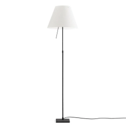 LUCEPLAN lampadaire dimmable COSTANZA D13t avec tige télescopique en noir et abat-jour blanc