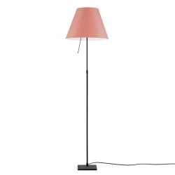 LUCEPLAN lampadaire dimmable COSTANZA D13t avec tige télescopique en noir et abat-jour MEZZO TONO ROSE MYSTIQUE