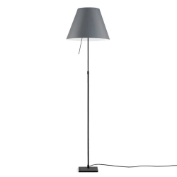 LUCEPLAN lampadaire dimmable COSTANZA D13t avec tige télescopique en noir et abat-jour RADIEUSE GRIS BETON