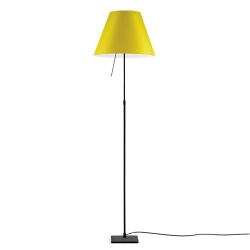 LUCEPLAN lampadaire dimmable COSTANZA D13t avec tige télescopique en noir et abat-jour RADIEUSE JAUNE VIF