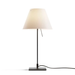 LUCEPLAN lampe de table COSTANZINA D13pi avec tige en noir et abat-jour MEZZO TONO BLANC BROUILLARD