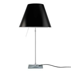 LUCEPLAN lampe de table dimmable COSTANZA D13 avec tige télescopique en aluminium et abat-jour RADIEUSE NOIR