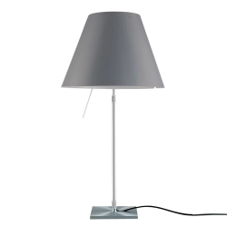 LUCEPLAN lampe de table dimmable COSTANZA D13 avec tige télescopique en aluminium et abat-jour RADIEUSE GRIS BETON