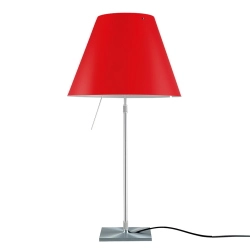 LUCEPLAN lampe de table dimmable COSTANZA D13 avec tige télescopique en aluminium et abat-jour RADIEUSE ROUGE PRIMAIRE