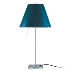 LUCEPLAN lampe de table dimmable COSTANZA D13 avec tige télescopique en aluminium et abat-jour RADIEUSE BLEU PÉTROLE