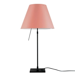 LUCEPLAN lampe de table dimmable COSTANZA D13 avec tige télescopique en noir et abat-jour MEZZO TONO ROSE MYSTIQUE