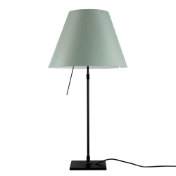 LUCEPLAN lampe de table dimmable COSTANZA D13 avec tige télescopique en noir et abat-jour MEZZO TONO VERT ALCHIMIE