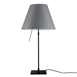 LUCEPLAN lampe de table dimmable COSTANZA D13 avec tige télescopique en noir et abat-jour RADIEUSE GRIS BETON