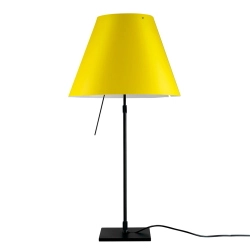 LUCEPLAN lampe de table dimmable COSTANZA D13 avec tige télescopique en noir et abat-jour RADIEUSE JAUNE VIF