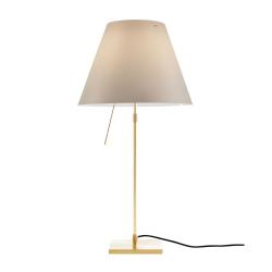 LUCEPLAN lampe de table dimmable COSTANZA D13 avec tige télescopique en laiton et abat-jour MEZZO TONO BLANC BROUILLARD