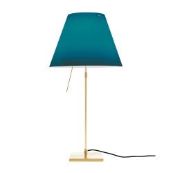 LUCEPLAN lampe de table dimmable COSTANZA D13 avec tige télescopique en laiton et abat-jour RADIEUSE BLEU PÉTROLE