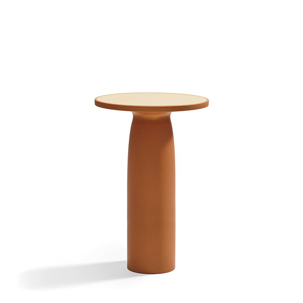 QEEBOO table haute pour l'intérieur et l'extérieur TOTO avec plateau en verre Ø 70 cm