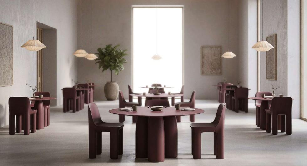 QEEBOO table ronde pour l'intérieur et l'extérieur TOTO avec plateau en HPL